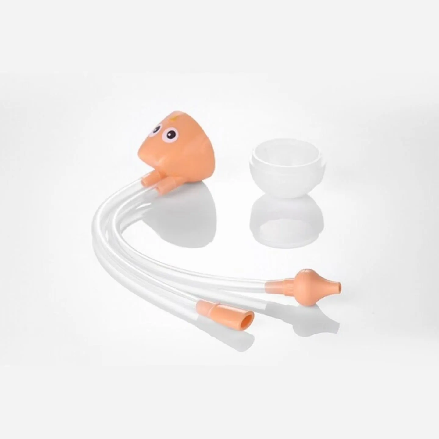 Owl-shaped manual baby nasal aspirator with clear silicone tubes