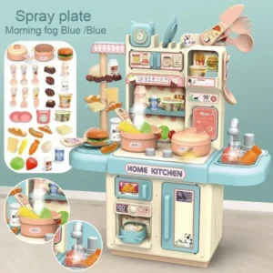 Dream DIY Home Kitchen playset box packaging showing features like real steam and cyclic water system.