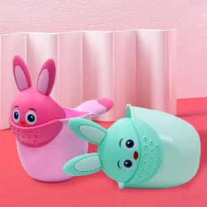 Cute pink bunny baby bath shower rinser mug
