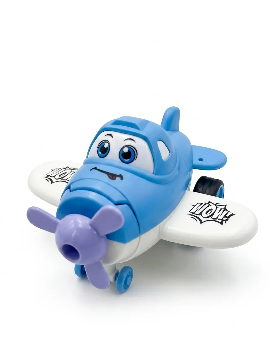 Mini pink and blue pop up transforming robot airplane toy for kids