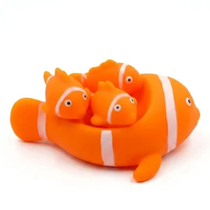 Cute orange clownfish bath toy family set for kids