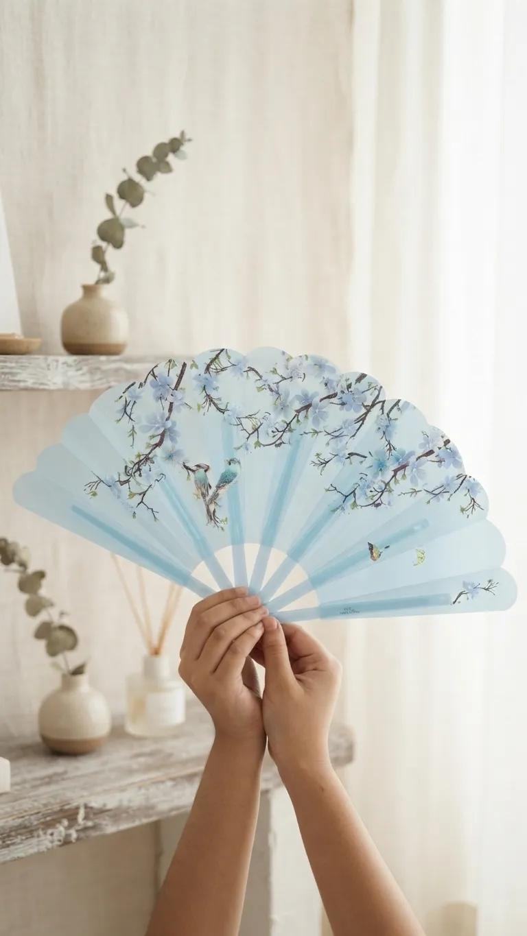 Foldable Transparent Floral Hand Fan for Kids