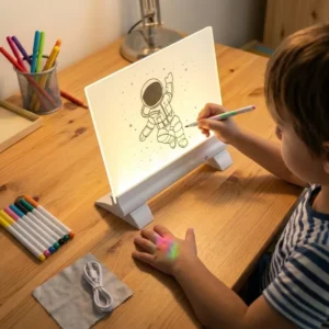 Rechargeable acrylic LED drawing and tracing board lamp set with markers and tracing sheets