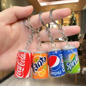 3D mini soda can resin keychains featuring Coca-Cola Pepsi Fanta and Sprite