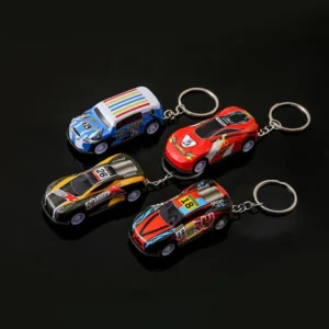Mini metal pull back racing car keychain toy for kids school bags