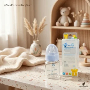 Applebear mini glass baby feeding bottle 60ml with standard caliber silicone nipple.