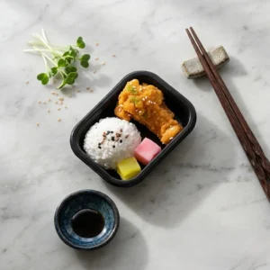Cute realistic Japanese bento food squishy stress relief toys with sushi and fried chicken designs