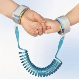 Anti lost wrist link safety leash connecting child and parent hands.