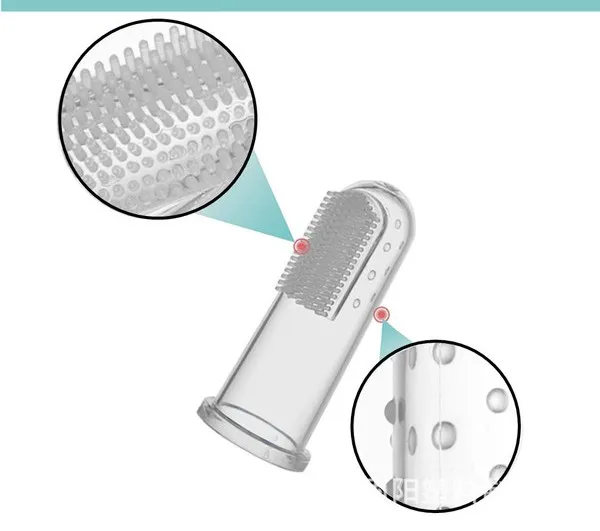 Soft silicone baby finger toothbrush and tongue cleaner with storage case.